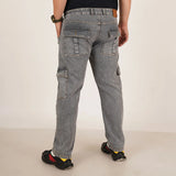 Kagad Jeans Mens Plus Size Straight Fit Grey Color Denim Cargo Jeans - Style Code "KGDCR-406049
