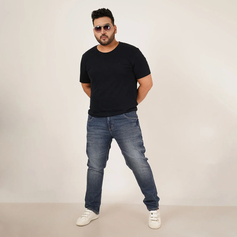 Kagad Jeans Mens Plus Size Regular Fit Sea Blue Tint Color Denim Jeans - Style Code 