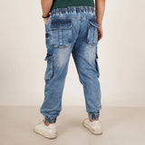 Kagad Jeans Mens Plus Size Loose Fit Light Blue Tint Color Denim Jogger - Style Code "KGDJGR-406059
