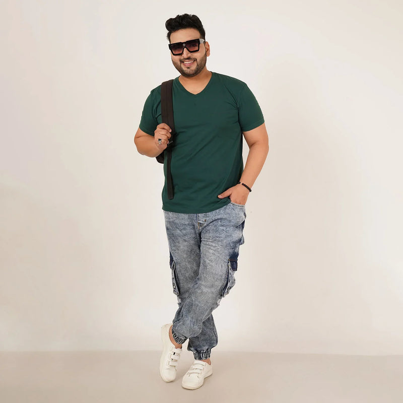 Kagad Jeans Mens Plus Size Loose Fit Air Blue Tint Color Denim Jogger - Style Code 