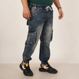 Kagad Jeans Mens Plus Size Loose Fit Mid Blue Tint Color Denim Jogger - Style Code "KGDJGR-406057