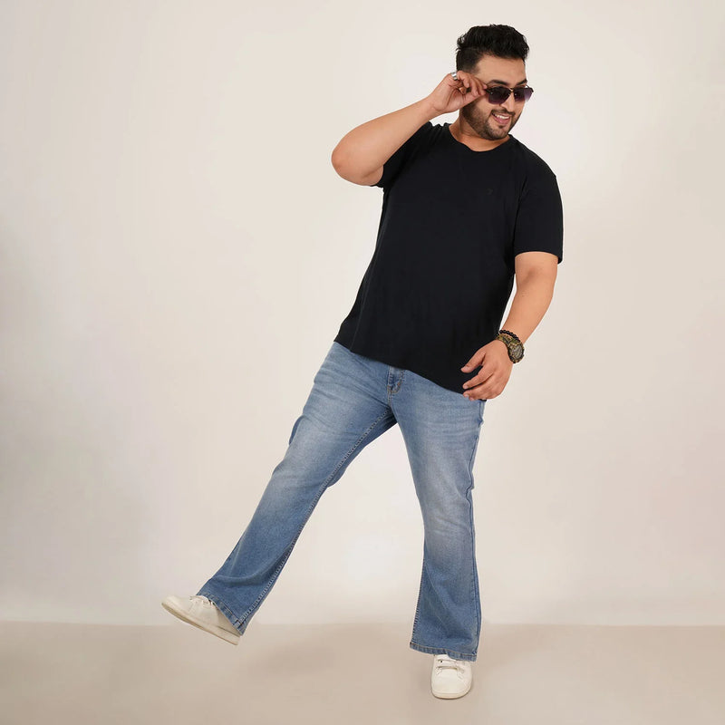 Mens Plus Size Boot Fit Light Blue Color Denim Jeans - Style Code 