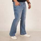 Mens Plus Size Boot Fit Light Blue Color Denim Jeans - Style Code "KGDJN-406026