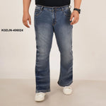 Mens Plus Size Boot Fit Stone Washed Blue Color Denim Jeans - Style Code "KGDJN-406024