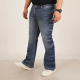 Mens Plus Size Boot Fit Stone Washed Blue Color Denim Jeans - Style Code "KGDJN-406024