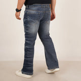 Mens Plus Size Boot Fit Stone Washed Blue Color Denim Jeans - Style Code "KGDJN-406024