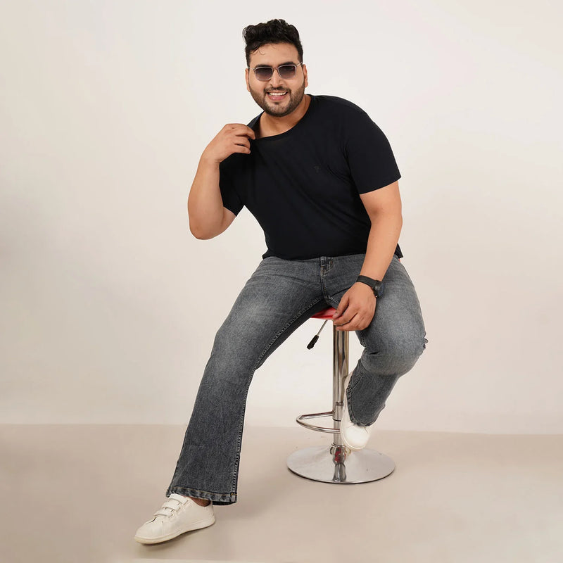 Mens Plus Size Boot Fit Dark Faded Blue Denim Jeans - Style Code 