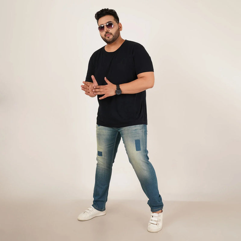 Kagad Jeans Mens Plus Size Regular Fit Ocrean Blue Color Denim Jeans - Style Code 