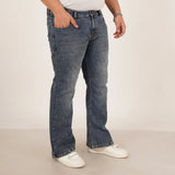 Mens Plus Size Boot Fit Aged Indigo Blue Denim Jeans - Style Code "KGDJN-406020