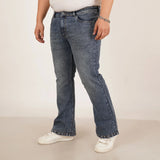Mens Plus Size Boot Fit Aged Indigo Blue Denim Jeans - Style Code "KGDJN-406020