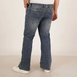 Mens Plus Size Boot Fit Aged Indigo Blue Denim Jeans - Style Code "KGDJN-406020