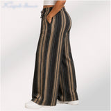 Womens striped elasticated High Rise waist loose straight fit Palazo KGDJNS-404085