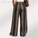 Womens striped elasticated High Rise waist loose straight fit Palazo KGDJNS-404085